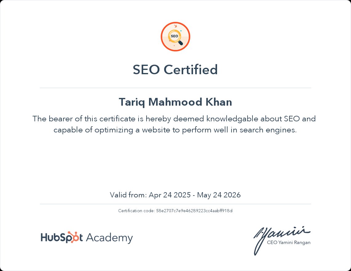 HubSpot SEO Certified