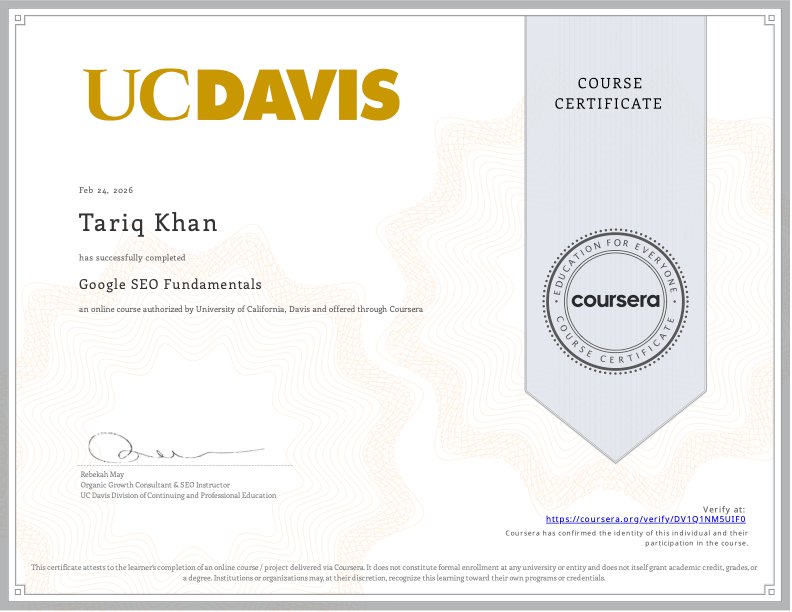Google SEO Fundamentals Certificate